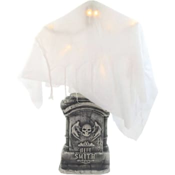 Haunted Hill Farm 4'3" Touch-Activated Ghost On Tomb With Lights
