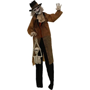 Haunted Hill Farm 5'25" Jebediah Bones Animatronic Gravekeeper, Red LED Eyes