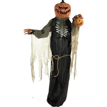 Image for Haunted Hill Farm 7' Poseable Pumpkin Man With Lights And Sound from HD Supply