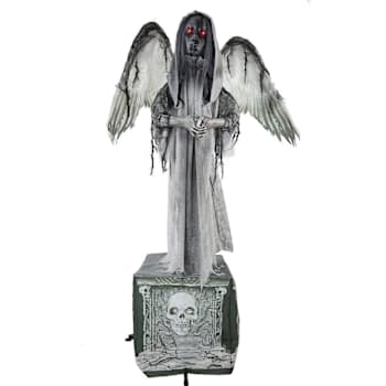 Haunted Hill Farm 5'5" Animatronic Haunted Angel Statue With Lights And Sound