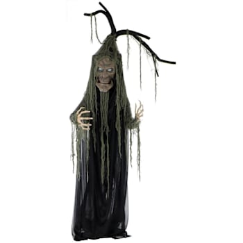 Haunted Hill Farm 6'6" Poseable Talking Tree With Moving Mouth, Lights And Sound