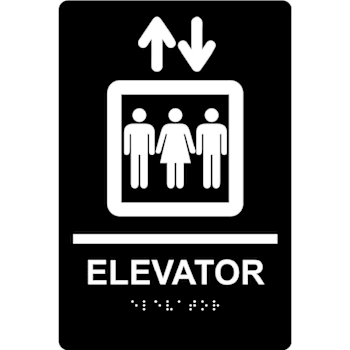 Accuform 9x6 Acrylic Elevator ADA Braille Sign Black