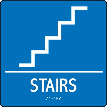 Accuform 8x8 Acrylic Stairs ADA Braille Sign Blue