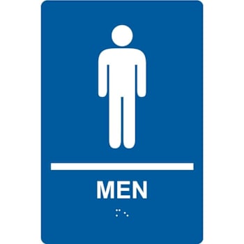 Accuform Braille Sign Men Graphic 9" X 6" White/Blue Plastic