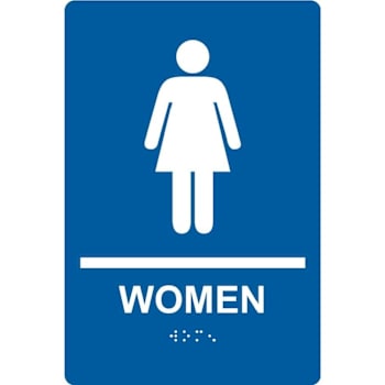 Accuform Braille Sign Women Graphic 9" X 6" White/Blue Plastic