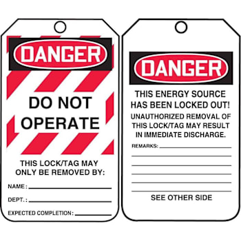 Accuform Lockout Tag Danger Do Not Operate 5 3/4" X 3 1/4" Package Of 25