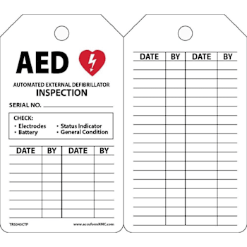 Accuform Aed Automatic External Defibrillator Tag 5 3/4" X 3 1/4" Package Of 25