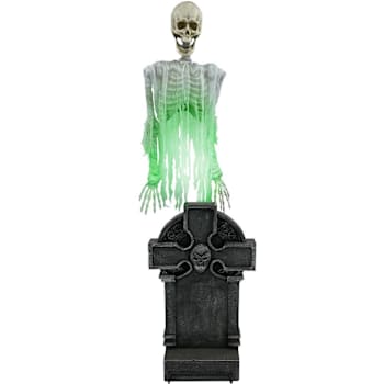 Haunted Hill Farm 5'9" Motion-Activated Floating Skeleton Ghost Over Tombstone