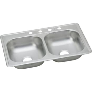 Image for Kingsford 33" X 22" Double Bowl Kitchen Sink Stainless Steel 4 Hole 6" Depth from HD Supply