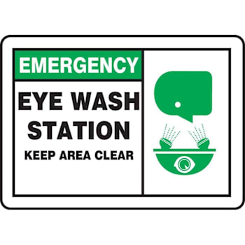 Accuform 7x10 Plastic Emergency Eye Wash Station Sign