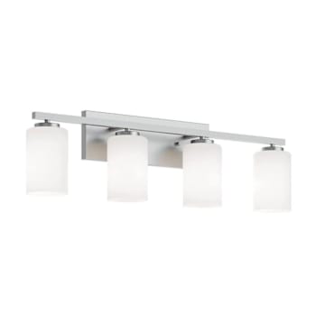 Afx Leo 31" 4-Light Vanity With Frosted Glass, Medium Base, Satin Nickel