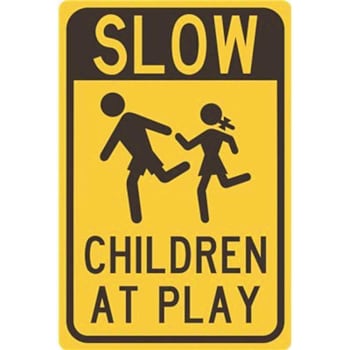 Hy-Ko 12" X 18" Slow Children At Play Street Sign, Aluminum