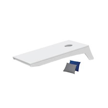 Ledge Lounger™ Corn Hole-White Boards-Royal Blue Bags-Gray Bags
