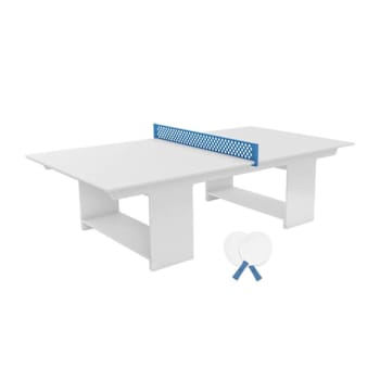 Ledge Lounger™ Table Tennis-White Table-Sky Blue Net And Paddle-Sky Blue Accent