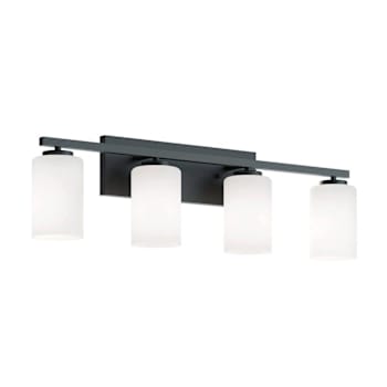 Afx Leo 31" 4-Light Vanity With Frosted Glass, Medium Base, Black