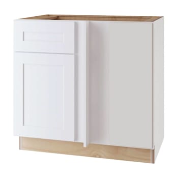 Image for Newport 36 In. W X 24 In. D X 34.5 In. H Assembled Plywood Blind Base Kitchen Cabinet In Pacific White With Soft Close R from HD Supply