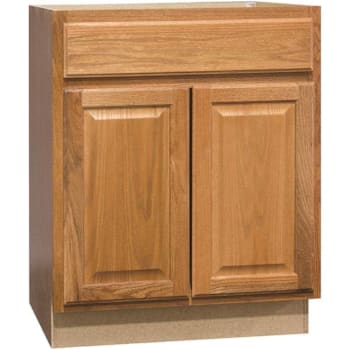 Image for Hampton Bay 24"W X 21"D X 34.5"H Assembled Base Cabinet Medium Oak W/O Shelf from HD Supply