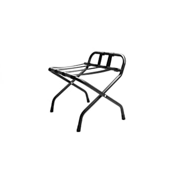 Hospitality 1 Source Standard Metal Luggage Rack W/Backrest Black Case Of 4
