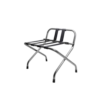 Hospitality 1 Source Metal Luggage Rack W/Backrest Hammertone Finish Case Of 4