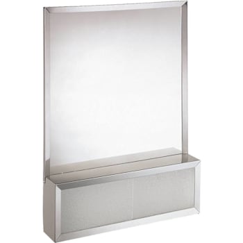 30W X 32"H Polished Stainless Steel  Cosmetic Box With Attached Mirror