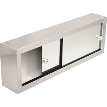30W X 8"H Polished Stainless Steel Cosmetic Box With Mirrored Doors