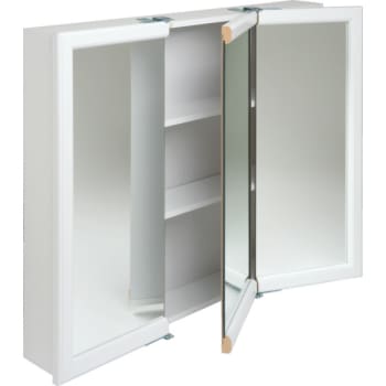 24w X 26 Surface Mount White Tri View Wood Mirrored Medicine 24w X 26 Surface Mount White Tri View Wood Mirrored Medicine Cabinet
