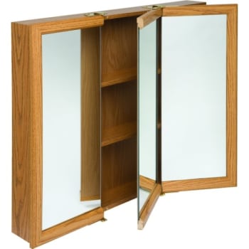 Image for Zenith 24W X 26" Surface Mount Oak Tri-View Wood Mirrored Medicine Cabinet from HD Supply