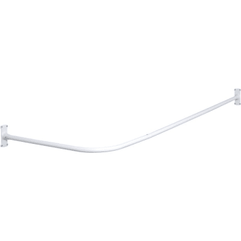 Zenith White 90° Curved Specialty Shower Rod With Hardware And Mounting Brackets
