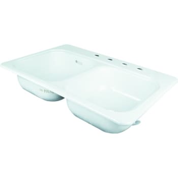 Image for Bootz 22 X 33" Double Bowl Kitchen Sink White Porcelain Steel 4Hole 7-1/2" Depth from HD Supply