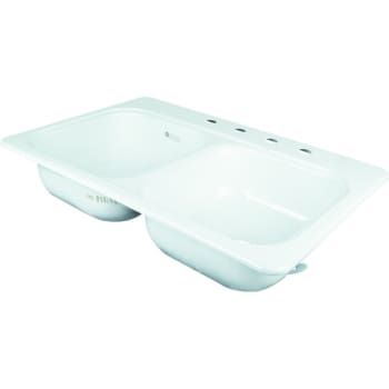 Bootz 22 X 33 Double Bowl Kitchen Sink White Porcelain Steel 4hole 7 1 2 Depth Hd Supply