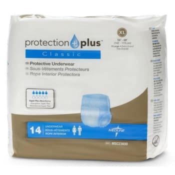 Medline Underwear, Protective, Classic, Xlarge 56" To 68", Bag Of 14