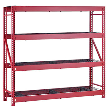 Husky 4-Tier Metal Industrial Duty Garage Storage Unit, 77" X 72" X 24", Red
