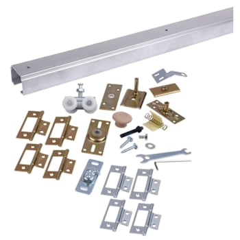 Ngp Aluminum Bi-Fold, Top Mount, Two Door Track System, 75 Lbs, 48"