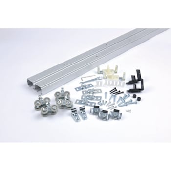 Ngp Aluminum By-Pass, Top Mount, Two Door Track System, 250lbs, 60"