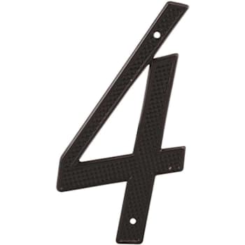 Prime-Line 4 In. House Number 4, Diecast, Black Finish Package Of 2