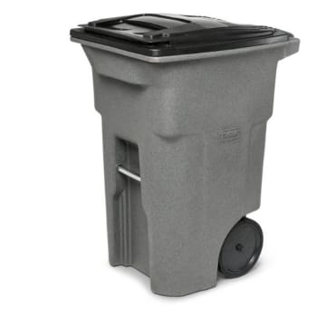 64 Gallon Black Rolling Outdoor Garbage/Trash Can with Wheels and Attached  Lid