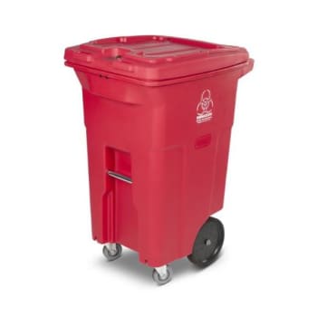 Toter 64 Gallon 4-Wheel Medical Trash Can W/ Casters (Red)