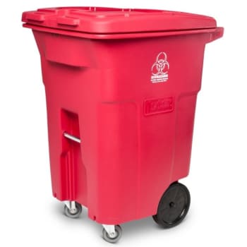 Toter 96 Gallon 4-Wheel Medical Trash Can W/ Casters (Red)