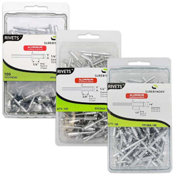 Surebonder 1/4" Diameter Aluminum Rivets Kit, Contains 1/4", 3/8", 1/2" Length
