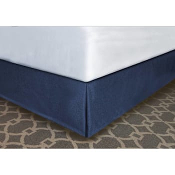 Mattress Safe Pleated Bed Skirt Bespoke Navy Polyester K 76x80x14" Case Of 12