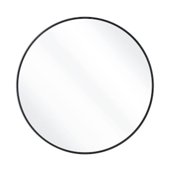 Easly 30" X 30" Round Black Aluminum Alloy Framed Wall Mirror