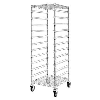 Quantum Storage Systems Mobile Bin Cart Chrome 21"W X 24"L X 69"H 2 Wire Shelves