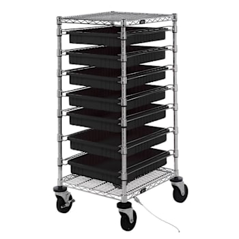 Quantum Storage Systems Mobile Conductive Bin Cart Chrome 21"W X 24"L X 45"H