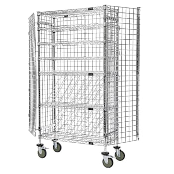 Quantum Storage Systems Mobile Wine Security Unit Chrome 48"W X 14"D X 69"H