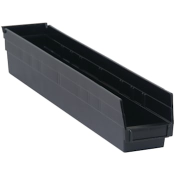Quantum Storage Systems Shelf Bin 23-5/8"L X 4-1/8"W X 4"H Black Case Of 16