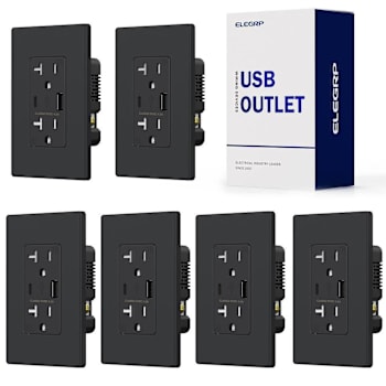 Image for Elegrp 21w Type A & Type C USB Outlet, 20 Amp, Black, Package Of 6 from HD Supply