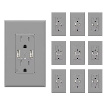 Image for Elegrp 4a Dual Type A USB With 15a Duplex Outlet, Gray, Package Of 10 from HD Supply