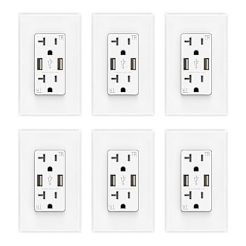 Image for Elegrp 4a Dual Type A USB With 20a Duplex Outlet, White, Package Of 6 from HD Supply