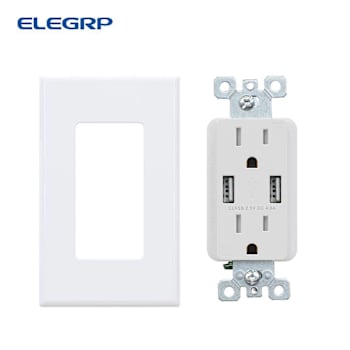 Elegrp 4a Dual Type A USB With 15a Duplex Outlet, White, Package Of 10