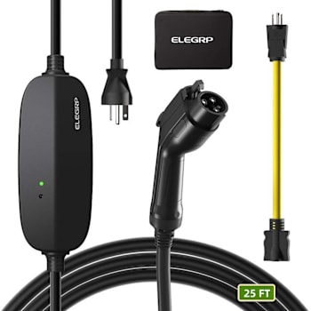 Elegrp Level 1/2 Portable Ev Charger For Bev/Phev, 25' Cable, 16a 240v